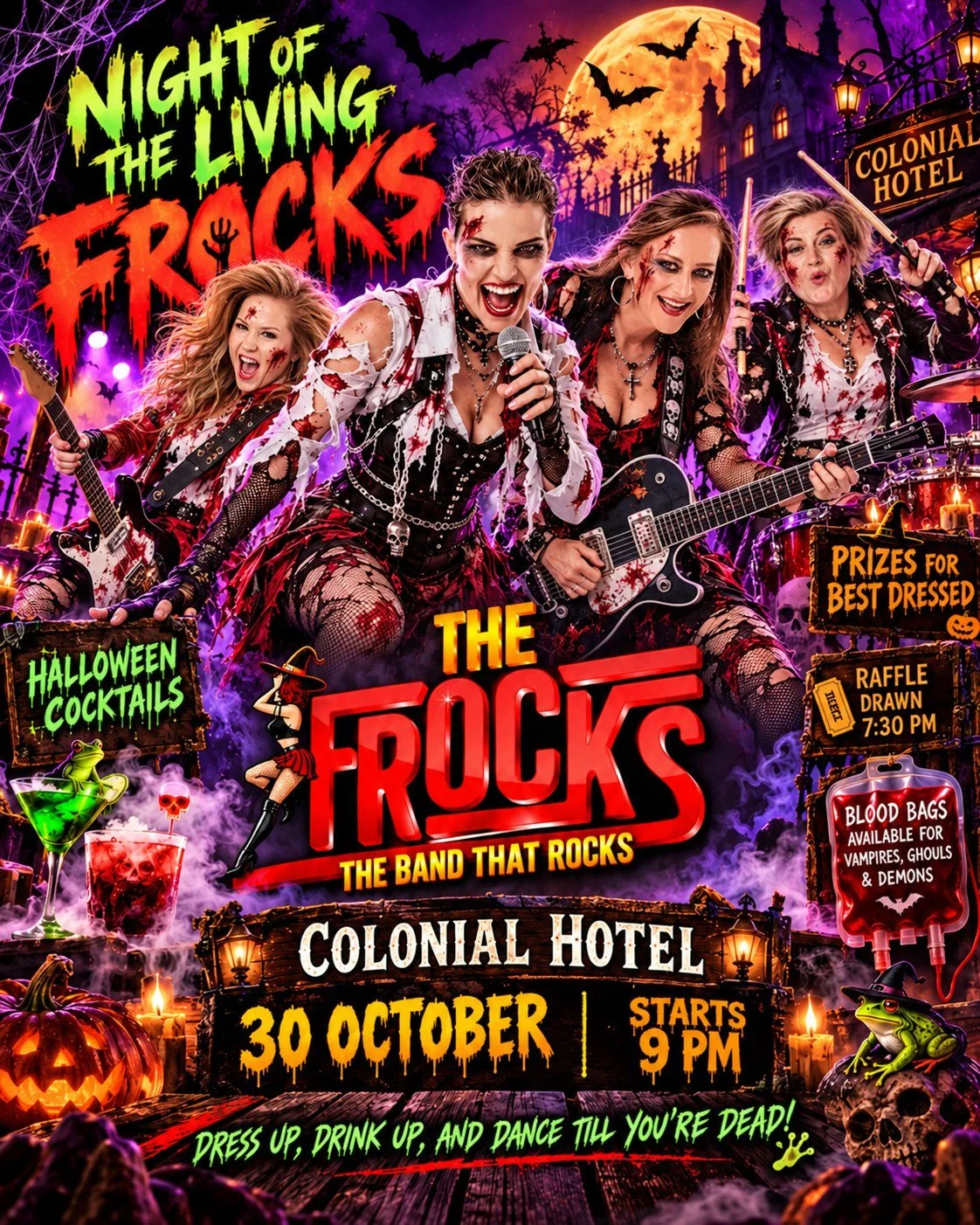 🎃💀 ONLY 2 DAYS TO GO&hellip; THE FROCKING DEAD ARE COMING! 💀🎸

Halloween is nearly here, and we're getting ready for one MASSIVE night at the Colonial Hotel! 🔥👻

THE FROCKS are taking over the stage this Friday for a Halloween party packed with