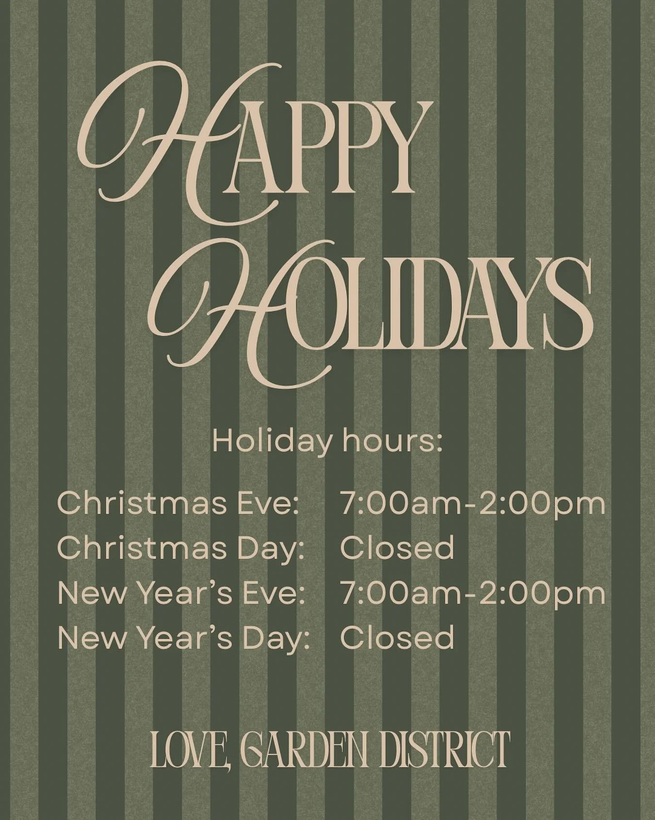 Happy Holidays! Love, Garden District ❤️