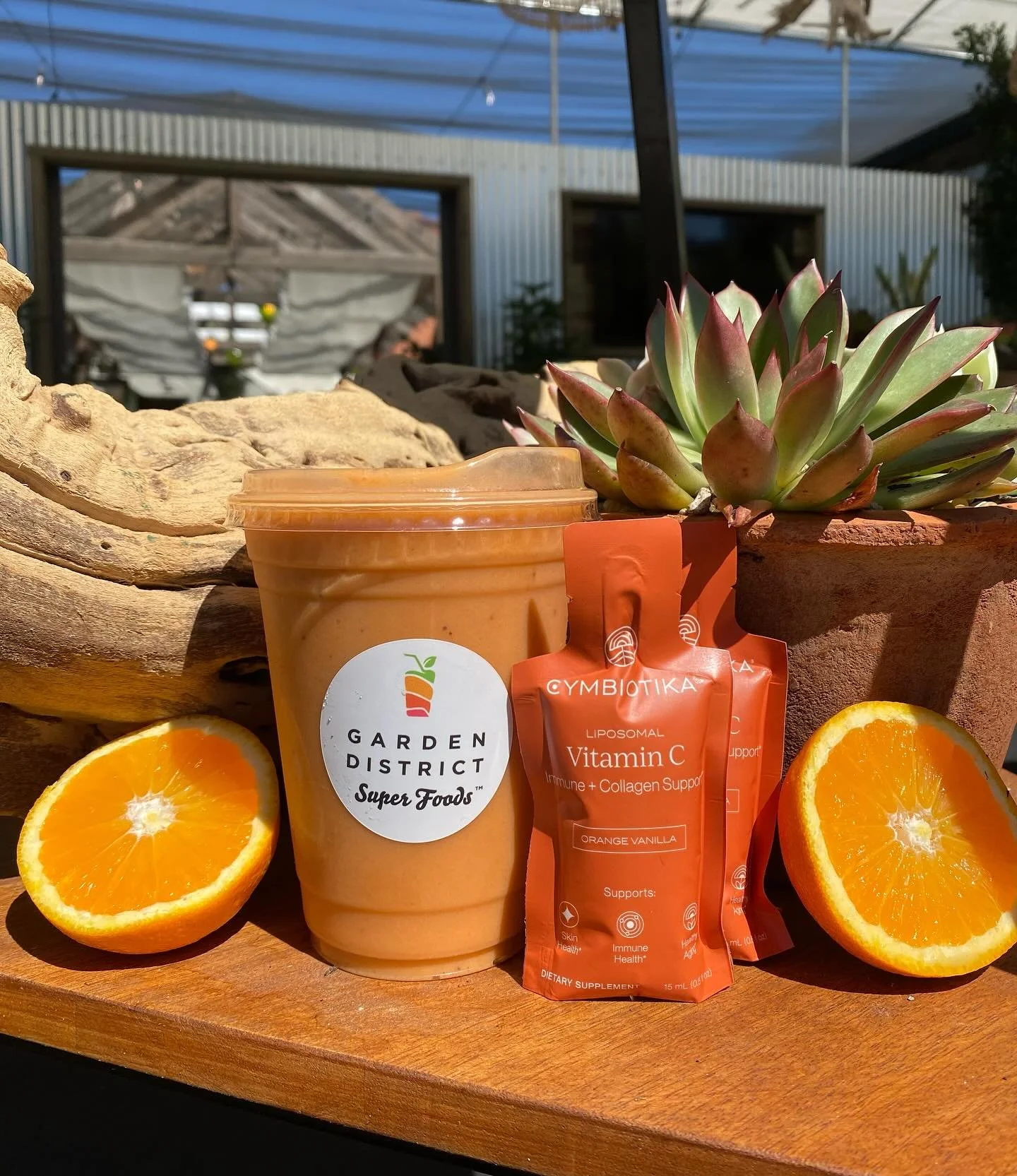 Give your smoothie a boost by adding one of our Cymbiotika shots! 😍 🌻🧡

One of our favorite pairings is the OC with a Vitamin C shot, packed with nutrition to support immune and skin health! 💛 🍊 

Add one of our assorted Cymbiotika shots to your