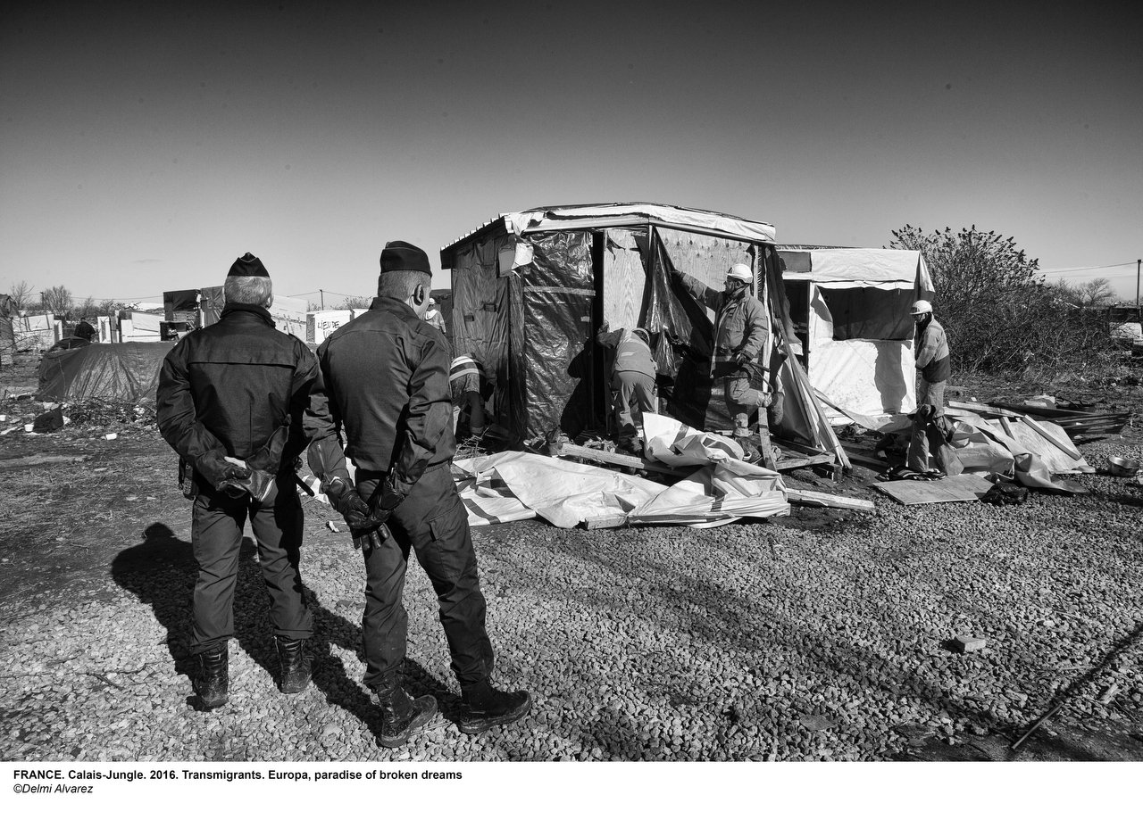  Last days for Jungle of Calais, in the next days will be demolished Eritrean church & tents of 1K transmigrants, Calais, France, March 4, 2016. Credit Photo © Delmi Alvarez. 