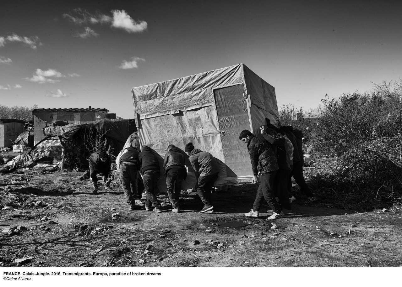  Last days for Jungle of Calais, in the next days will be demolished Eritrean church & tents of 1K transmigrants, Calais, France, March 4, 2016. Credit Photo © Delmi Alvarez. 