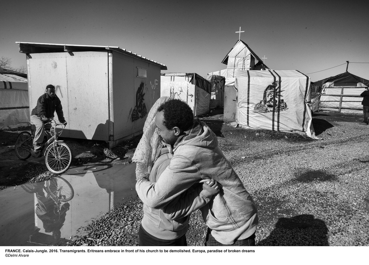 Last days for Jungle of Calais, in the next days will be demolished Eritrean church & tents of 1K transmigrants, Calais, France, March 4, 2016. Credit Photo © Delmi Alvarez. 
