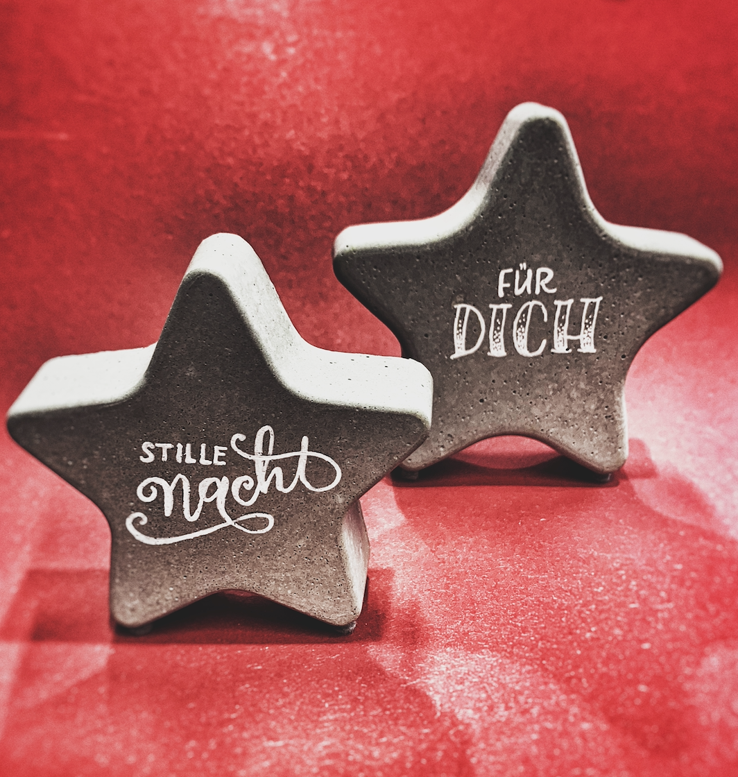 Beton Sterne - von Hand kalligrafiert  SCHRIFTSCHATZ work & shop