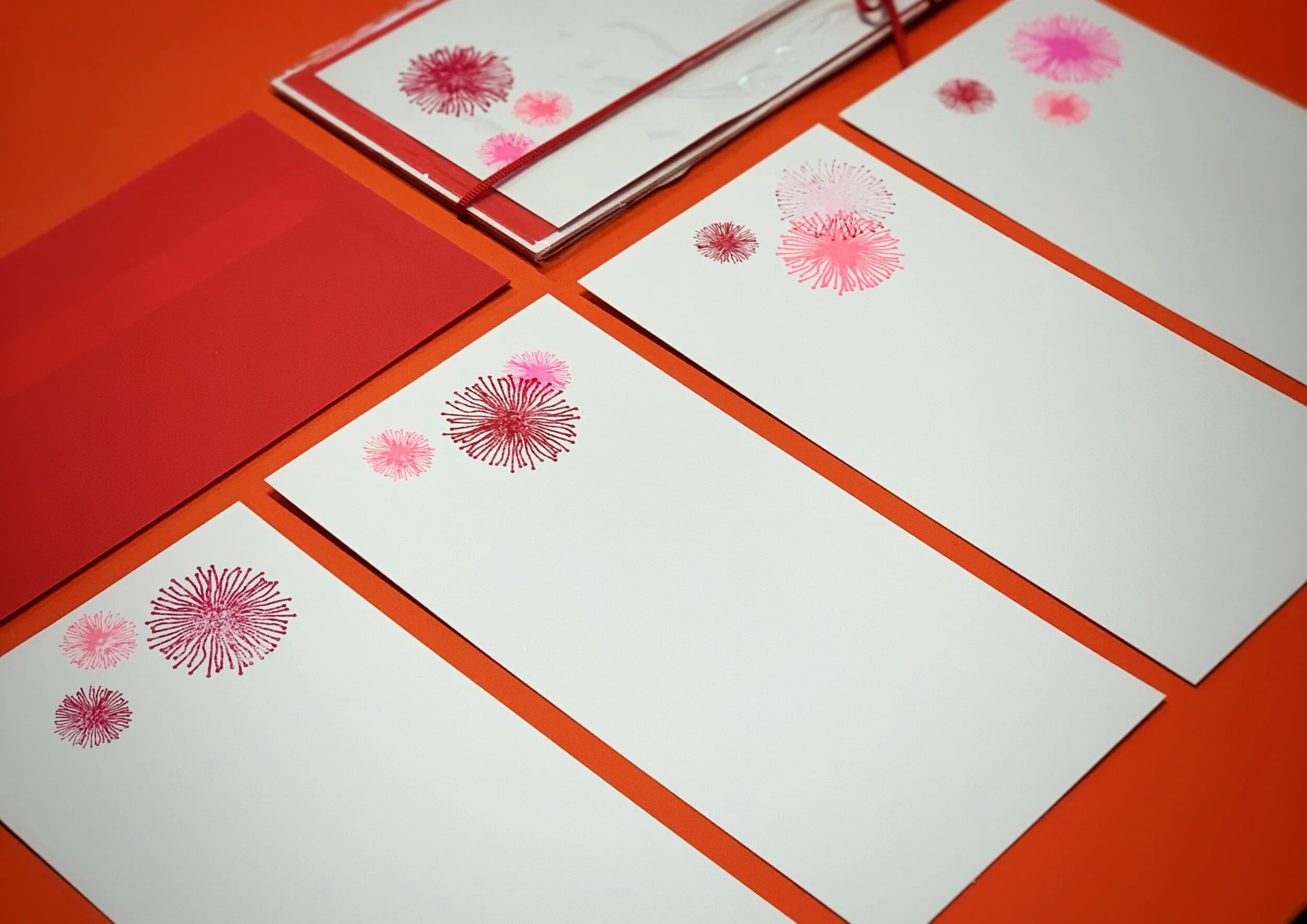 Briefpapier "Koralle" Rot Weiß Pink Orange