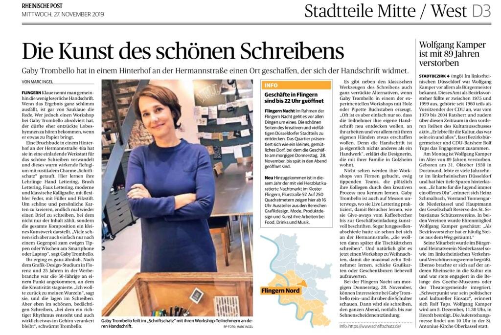Rheinische Post - 27.11.2019 | SCHRIFTSCHATZ Presse