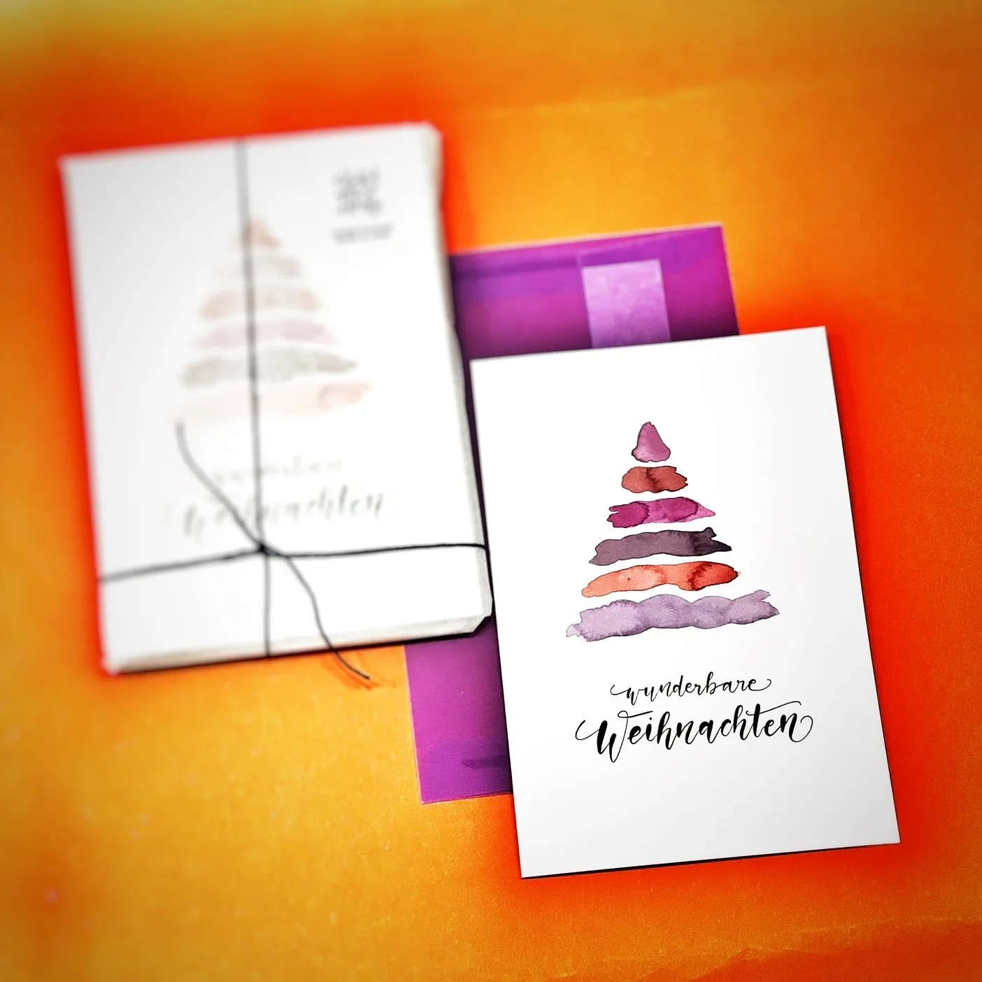 Weihnachtskarten "Violetter Weihnachtsbaum“