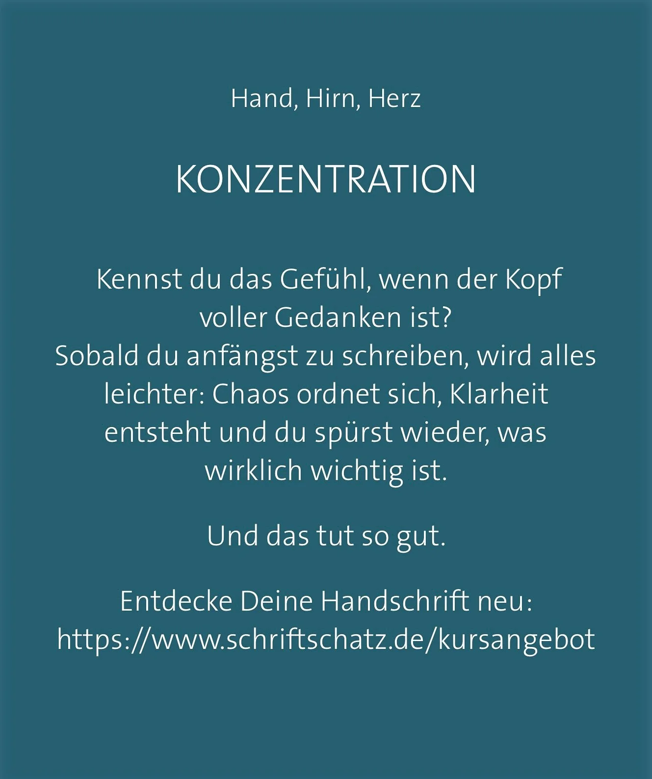 Wenn wir zur Hand schreiben, passiert etwas Besonderes: Wir verlangsamen uns. Jeder Buchstabe braucht Zeit, jede Zeile Aufmerksamkeit. Genau darin liegt die Kraft &ndash; unser Geist wird gezwungen, einen Gang zur&uuml;ckzuschalten. ✍️ 
W&auml;hrend 