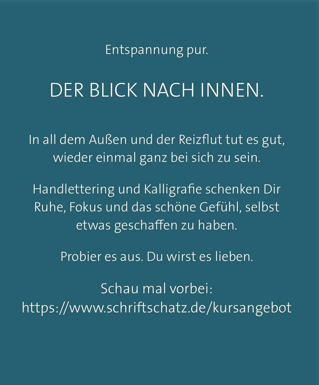 In einer Welt, die uns st&auml;ndig &uuml;berflutet &ndash; mit Reizen, Aufgaben und Eindr&uuml;cken &ndash; verlieren wir leicht den Fokus. ✨ 
Wenn wir aber etwas tun, das unsere ganze Aufmerksamkeit braucht, wie Handlettering, Kalligrafie oder einf