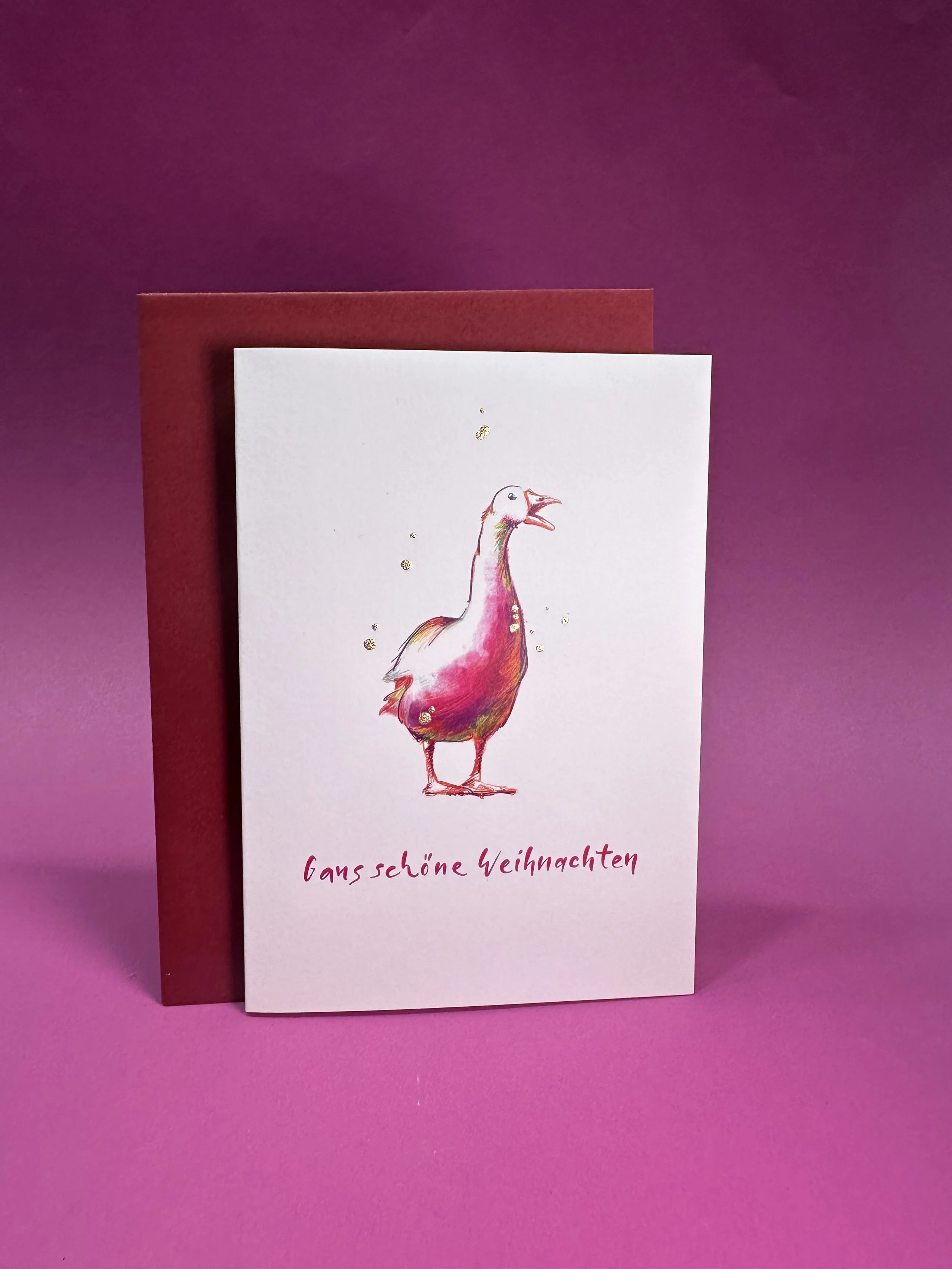 Weihnachtskarten "Gans schöne Weihnachten"  PINK