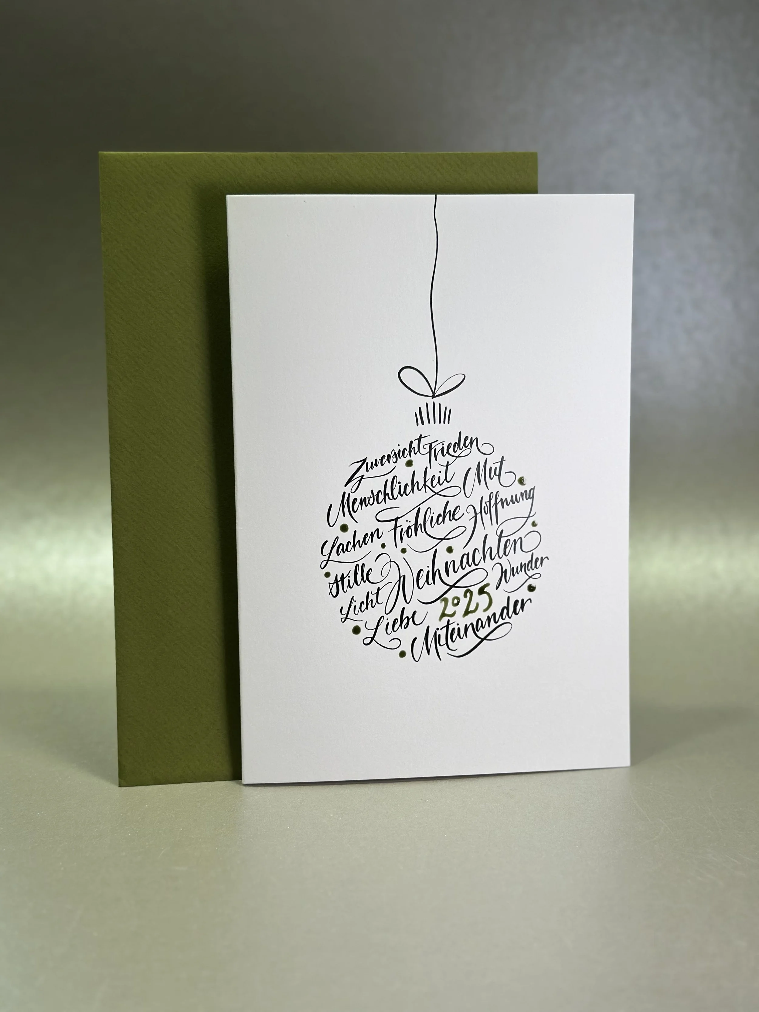 Weihnachtskarten "Kalligrafie Kugel“