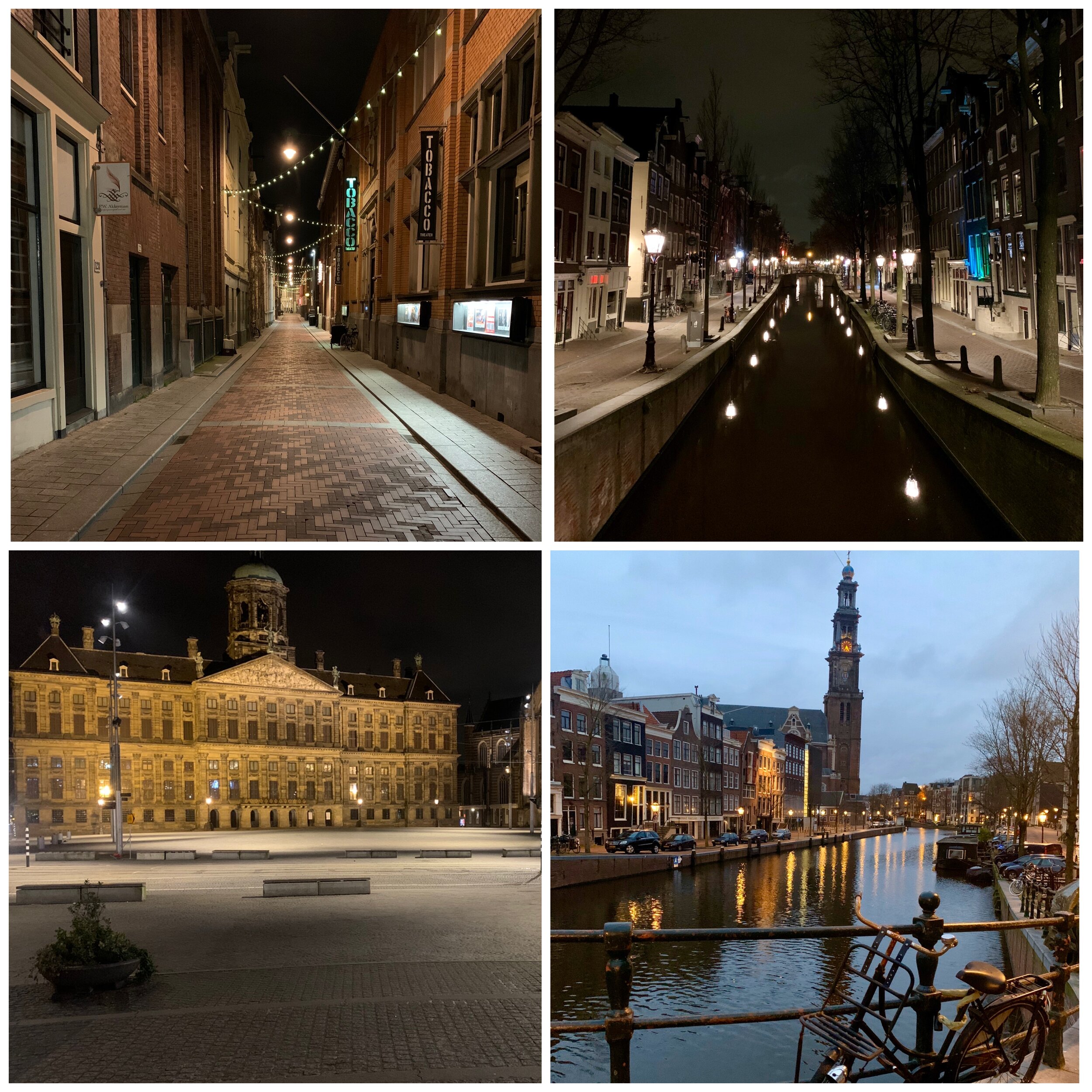 Prachtig stil Amsterdam tijdens Corona.. De Nes, De Oudezijds Achterburgwal, de Dam en de Prinsengracht (heel vroeg)