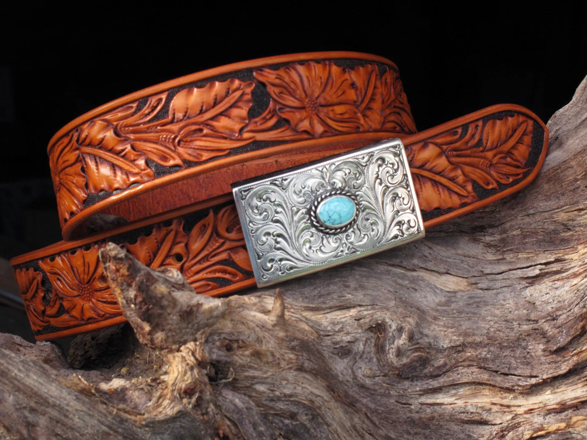 belt with silver king buckle