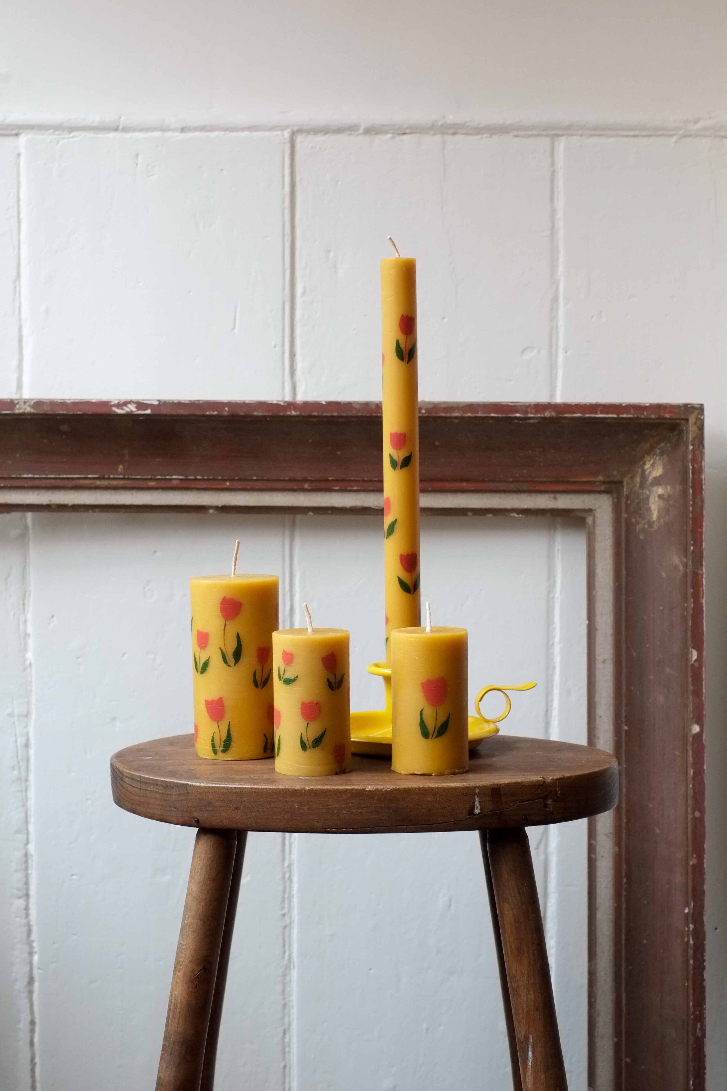 Hand Painted Pure Beeswax Candles