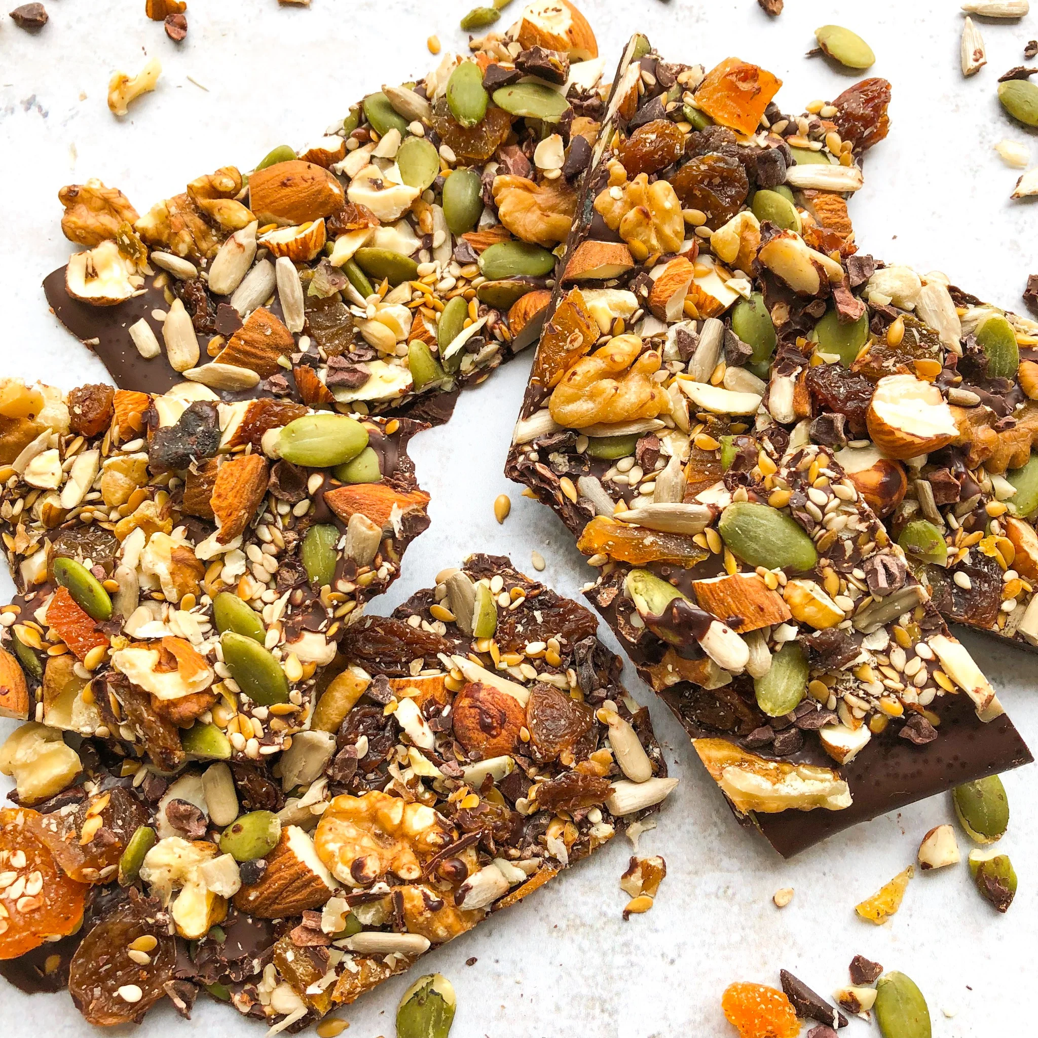 Nut, seed and fruit chocolate