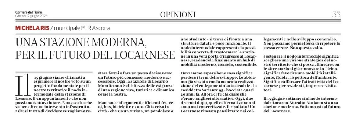 CdT - Una stazione moderna, per il futuro del Locarnese