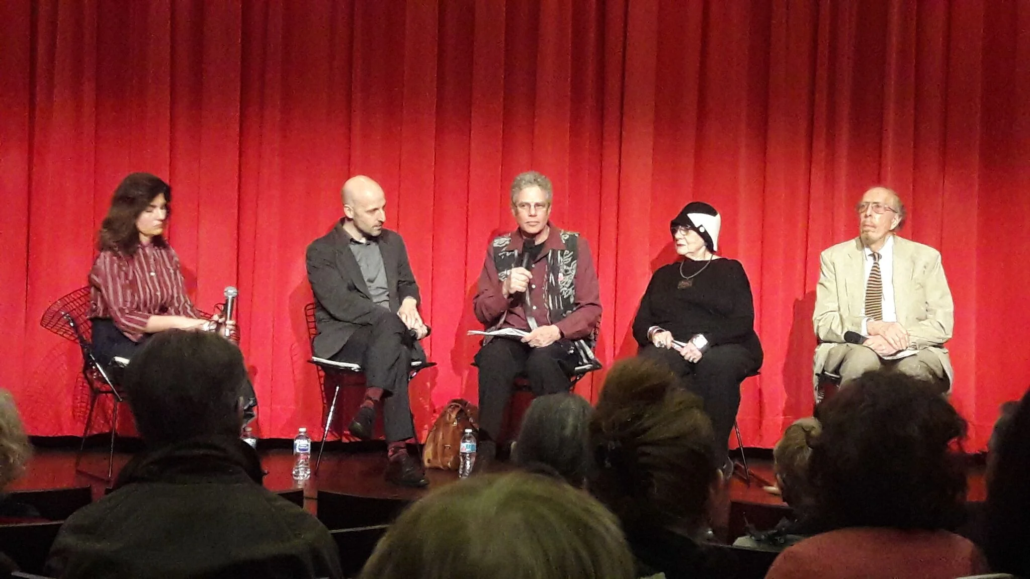 Panel discussion at the Museum of Arts and Design on March 29, 2018 in New York. Left to Right: Barbara Gifford, MAD asst. curator; Glenn Adamson, former director; Richard Kane, film director; Helen Drutt, curatorial consultant/educator; Paul Smith, former director, Museum of Contemporary Crafts.