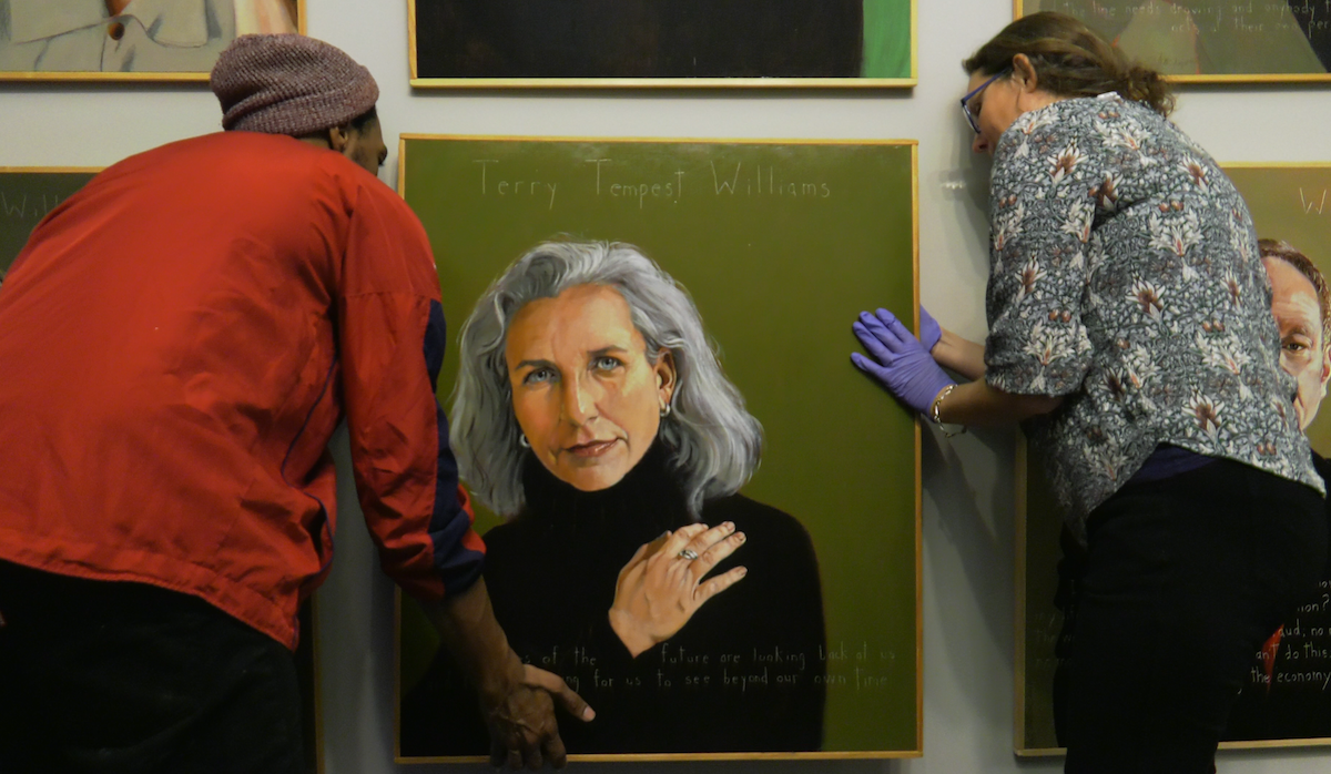 Curatorial staff at Syracuse University mount portrait of Terry Tempest Williams.