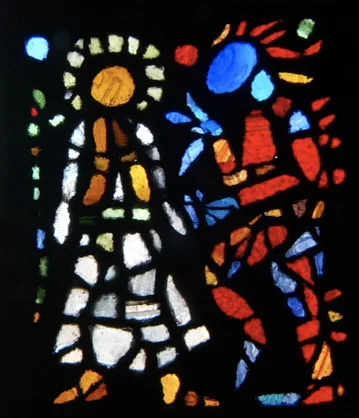 The Temptation , seaglass window by Ashley Bryan