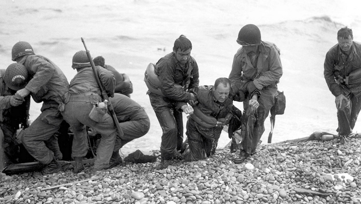 Soldiers Wash Ashore at D-Day , National Archives