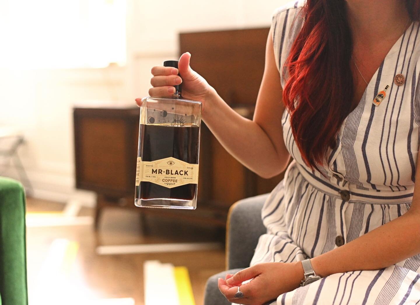@whiskiedwanderlust holding a bottle of her new best friend. @mrblackspirits is an absolute delicious partner for whiskey cocktails. Checkout our full conversation with @sjberto Mr. Black&rsquo;s national brand ambassador on Episode 147 of the Key In