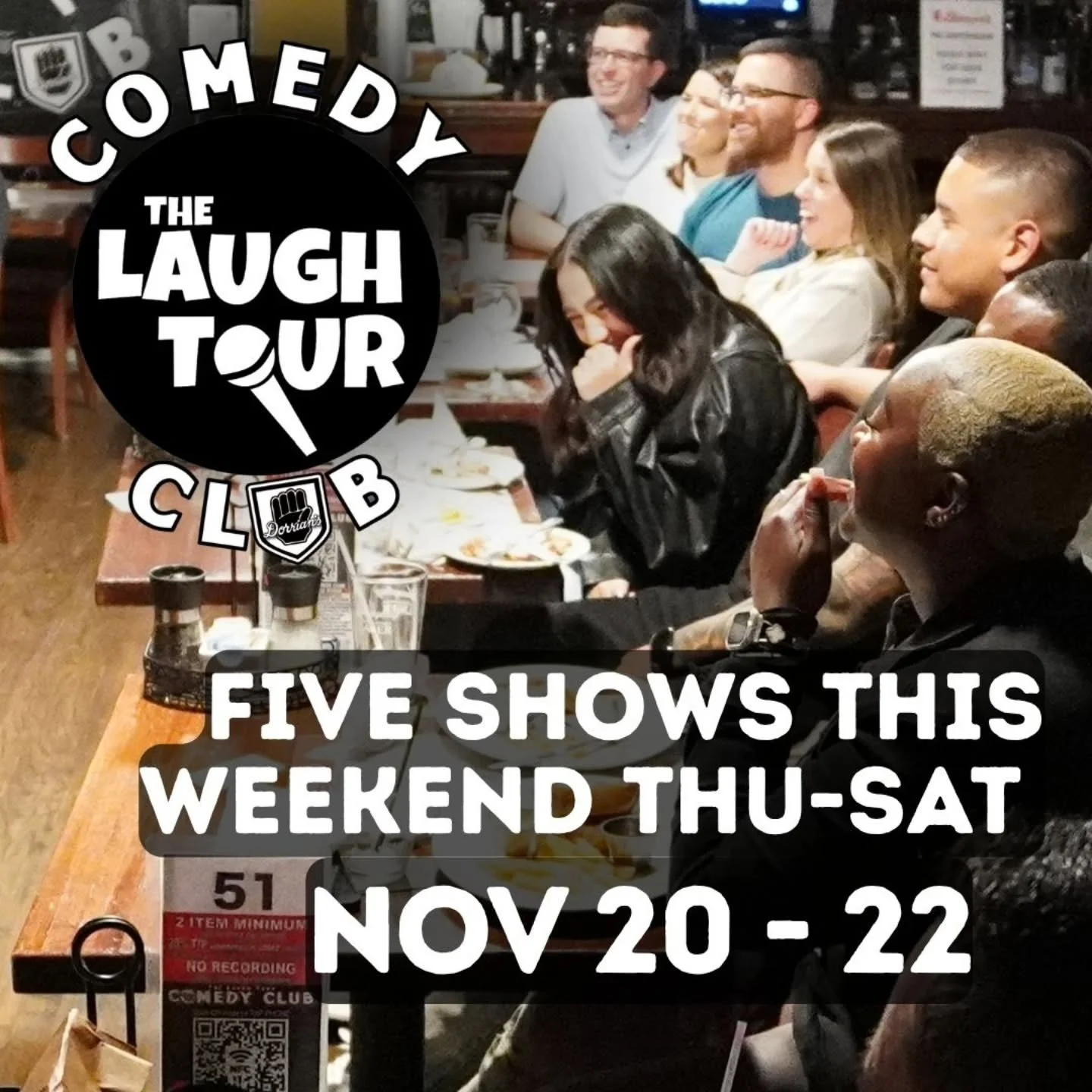 New week, new laughs! 🎤 Shows Thu&ndash;Sat in Jersey City &mdash; minutes from Hoboken, Bayonne &amp; Staten Island 🚗 $5 garage parking / avoid NYC congestion pricing! 🎟 TheLaughTour.com

**5 shows! Thurs NOV 20 at 845, Fri NOV 21 at 730 &amp; 94