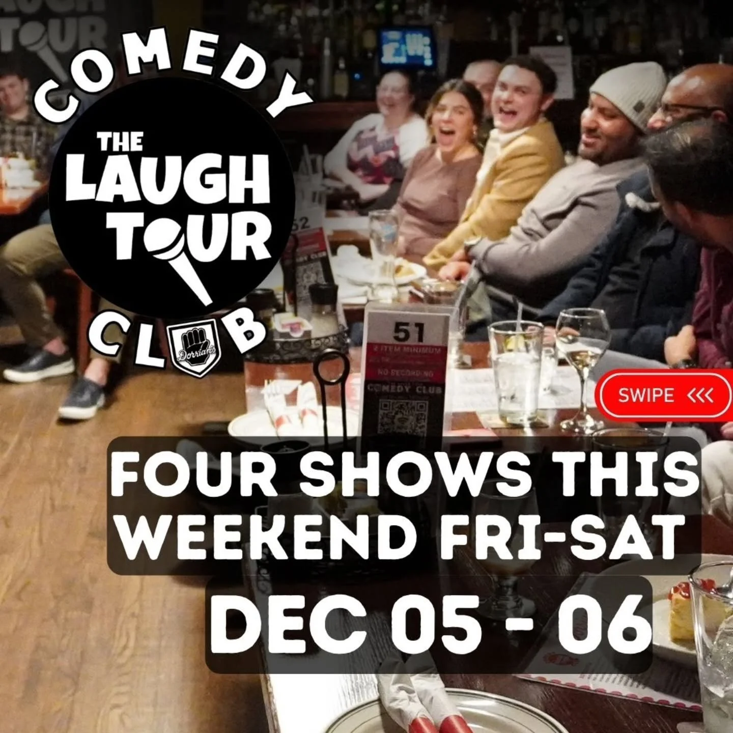 New week, new laughs! 🎤 Shows Thu&ndash;Sat in Jersey City &mdash; minutes from Hoboken, Bayonne &amp; Staten Island 🚗 $5 garage parking / avoid NYC congestion pricing! 🎟 TheLaughTour.com

**4 shows! Fri DEC 05 at 730 &amp; 945, and Sat DEC 06 at 