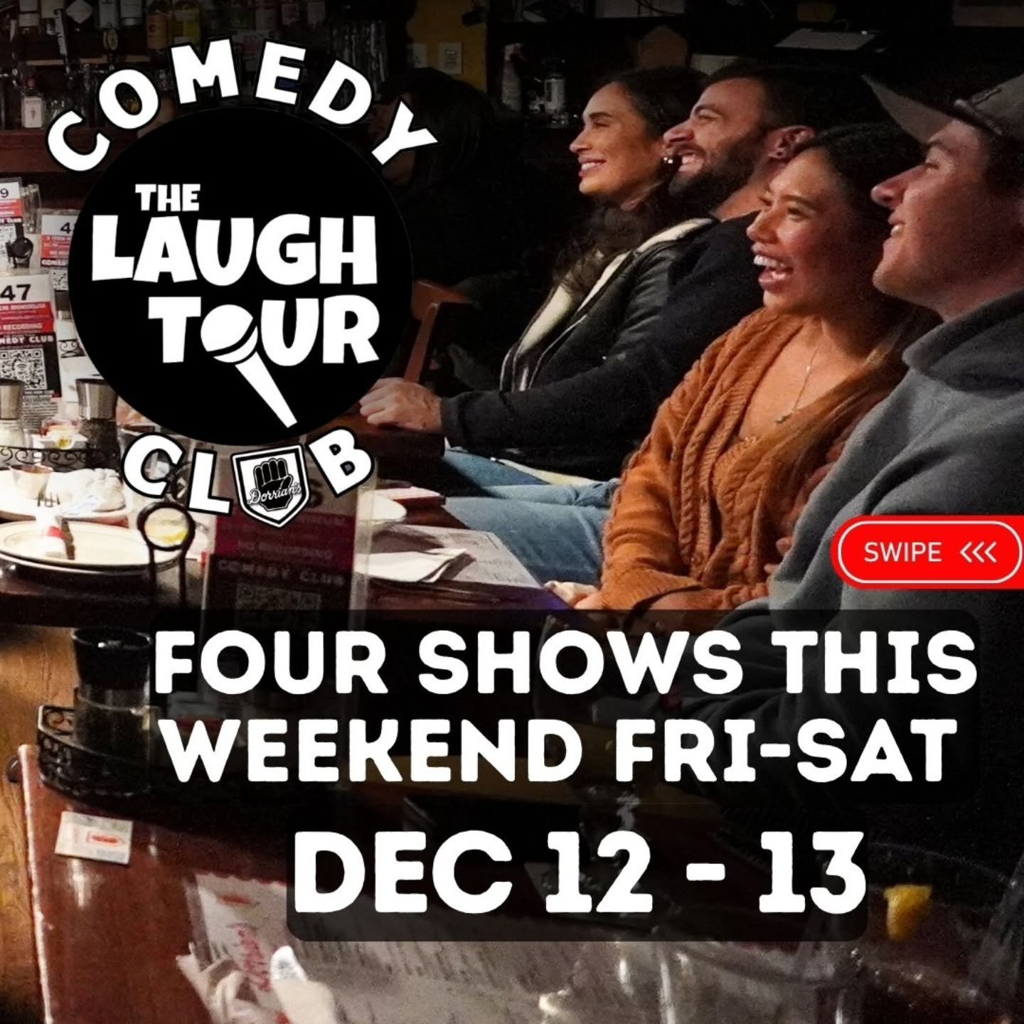 New week, new laughs! 🎤 Shows Fri&ndash;Sat in Jersey City &mdash; minutes from Hoboken, Bayonne &amp; Staten Island 🚗 $5 garage parking / avoid NYC congestion pricing! 🎟 TheLaughTour.com

**4 shows! Fri DEC 12 at 730 &amp; 945, and Sat DEC 13 at 