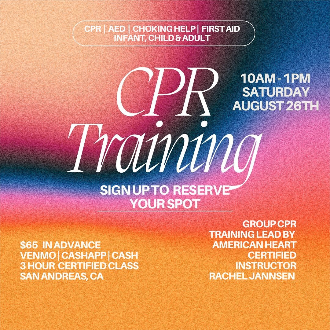 If this has been on your to do list here is your chance to come over and get it done! 
.
Join us in San Andreas, Ca at my home for an informative presentation from American Heart certified instructor Rachel Jannsen to learn about CPR, ADA, choking he