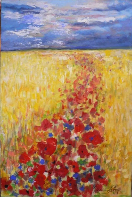 Puppies in golden Fields