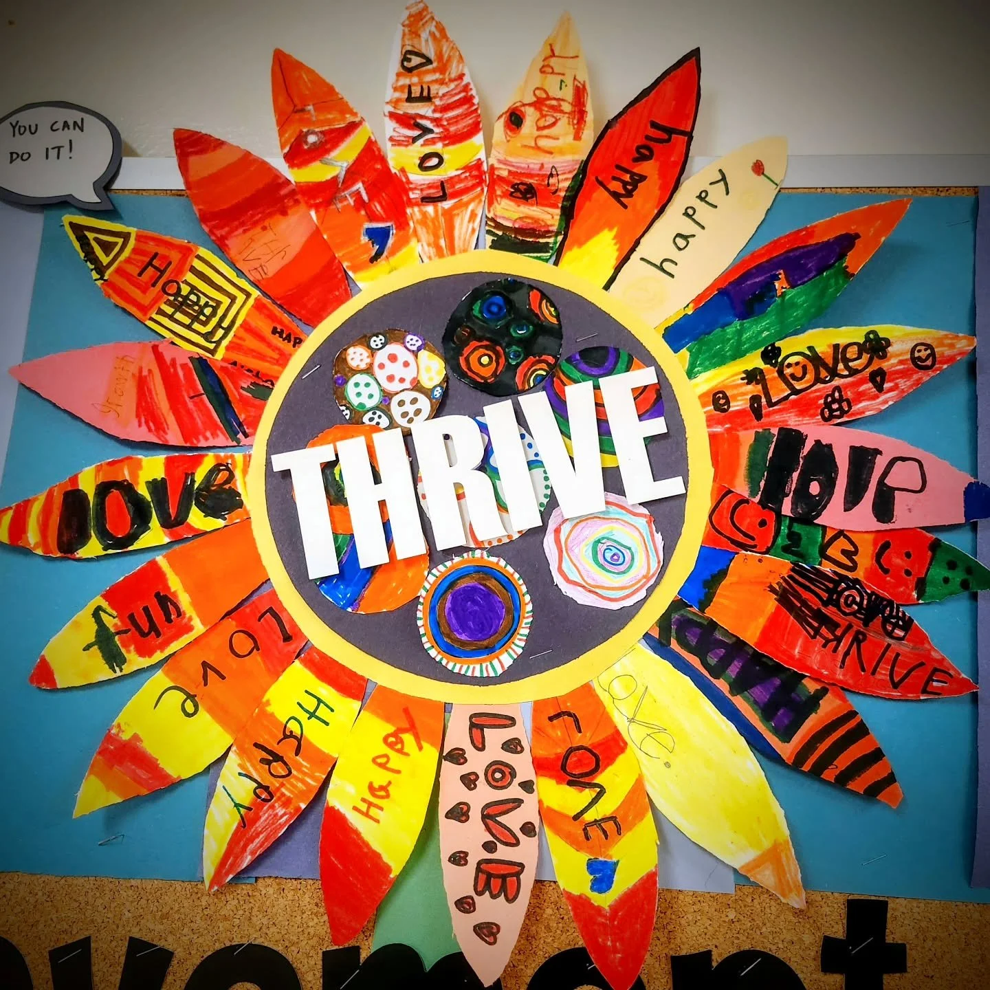 This was technically made by my students and then assembled by me but it seemed like a good reminder today. Also I always find it fascinating when young kids write words mirrored perfectly but don't realize it. Can you find the mirrored word? π