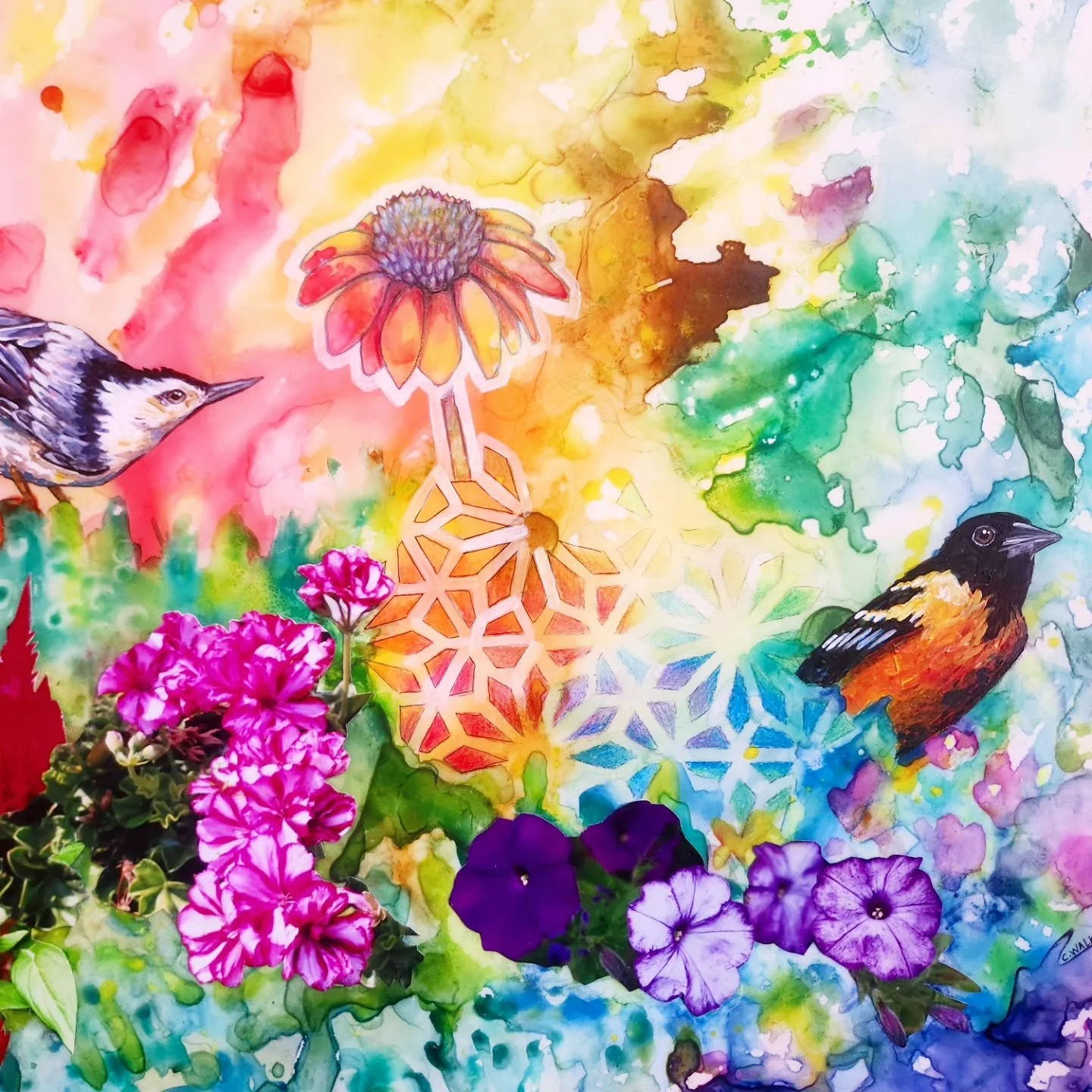 A detail of a recently sold painting. I'm working on another one in the same style.. it's so nice to let intuition take over and stray from realism a bit. Both in art and in life. 🙃