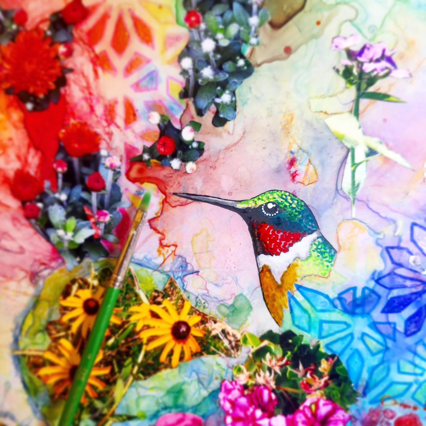 A new one in progress. This one is on a piece of Mylar that is 30" x 20"... this is a smaller section. So far it has been fun to work on. 🎨