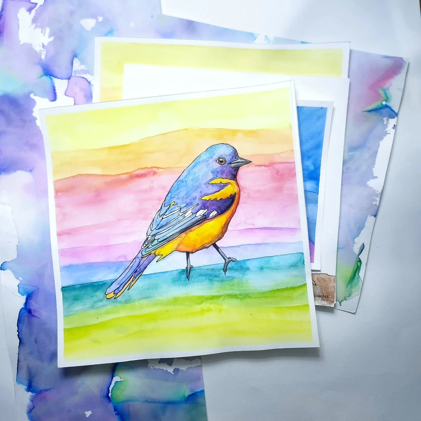 I'm on an Oriole kick! A new watercolour, ready to be framed for the @riverdaleartwalk coming up on June 6 + 7th!! 🎉 #riverdaleartwalk
.
Watercolour and ink on watercolour paper
9" x 9" (will be framed to 12" x 12")