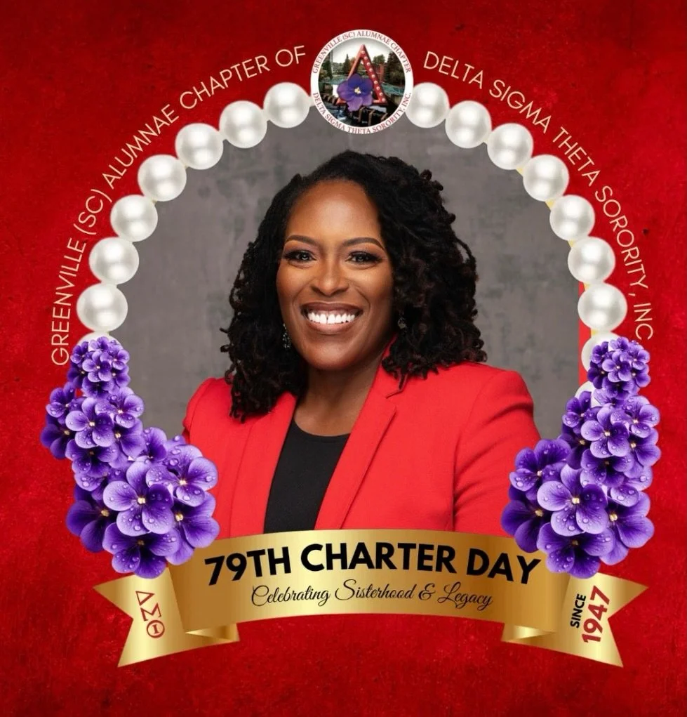 Celebrating 79 Years of Sisterhood, Scholarship, Service, and Social Action! 

 Proudly honoring the legacy of our six visionary charter members and continuing the work they started in the Greenville (SC) Alumnae Chapter of Delta Sigma Theta Sorority