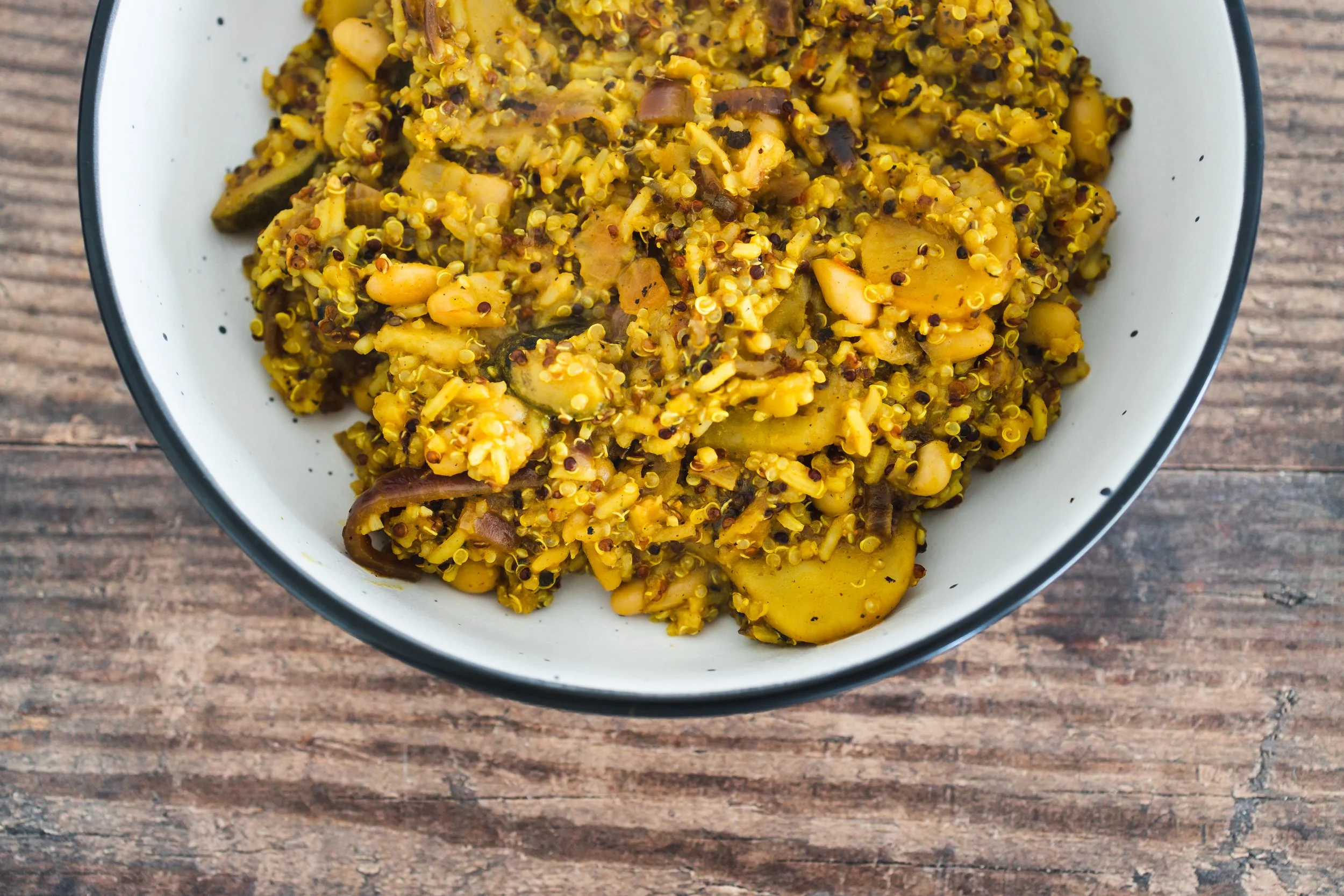 Zucchini and White Bean Sauté with Lemon-Herb Quinoa