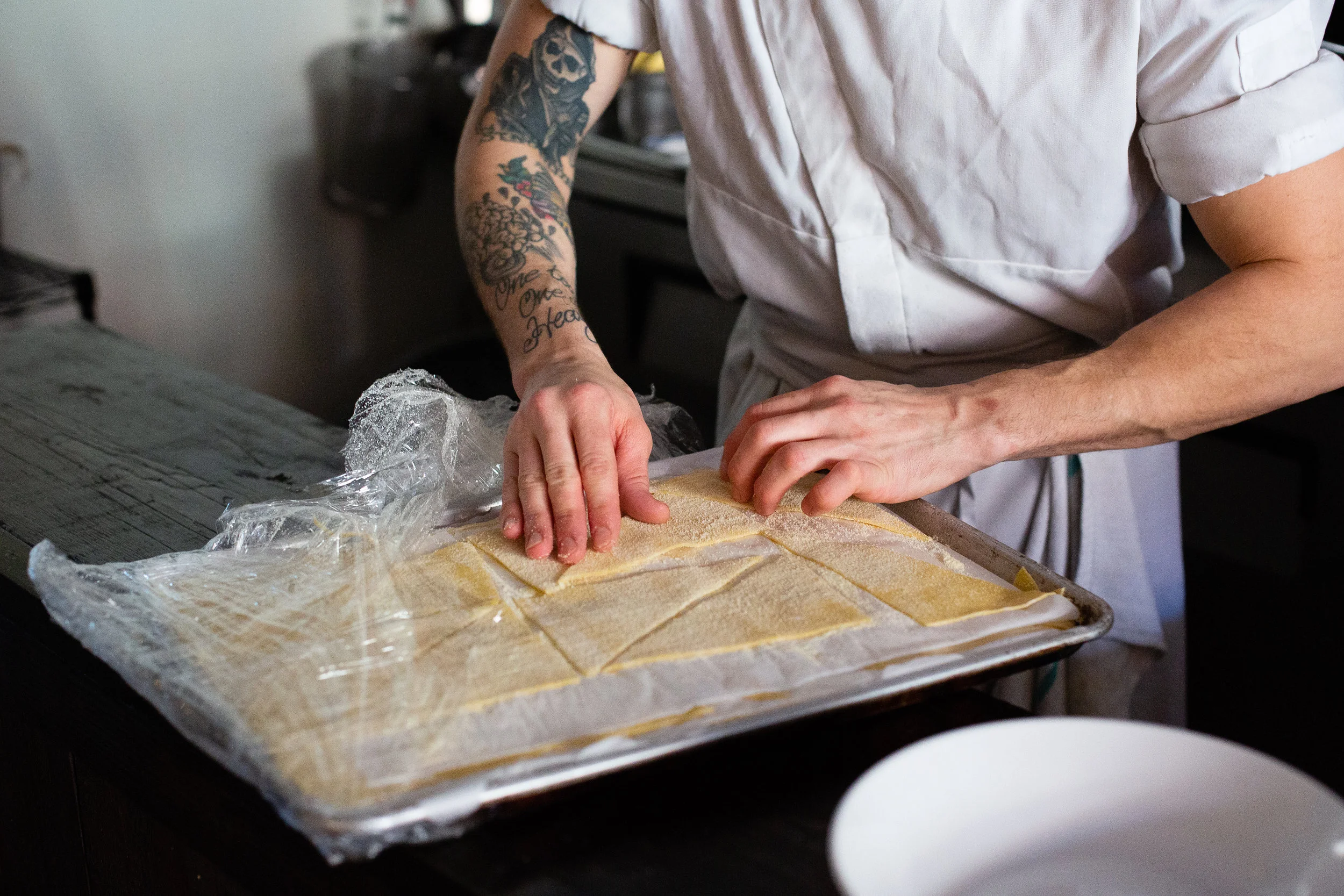 Nick makes maltagliatti. Photo by Katie Currid