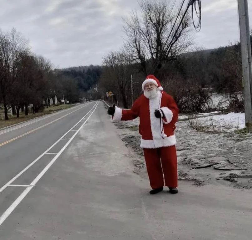 Rest in Peace Morgan Brown, here appearing as Roaming Santa, bringing love and joy to encampments 2023.