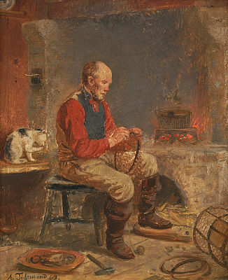 "Fiskeren bøter teine" 1863