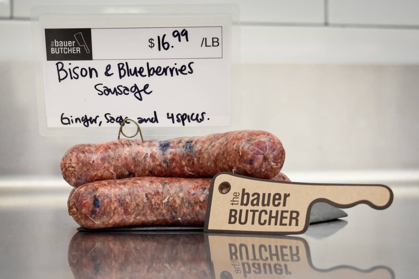 In case you missed it, one of our feature sausages this week is Bison with blueberries.  Available now, but they won't last long!