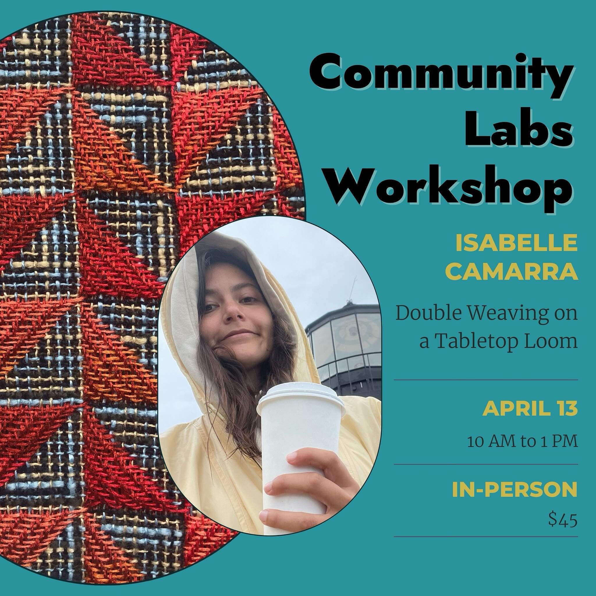 Does double weaving mean double fun? We think so!

Artist Isabelle Camarra makes this doubly-cool weaving technique super accessible in her Double Weaving on a Tabletop Loom Community Labs Workshop.

The workshop will introduce participants to double