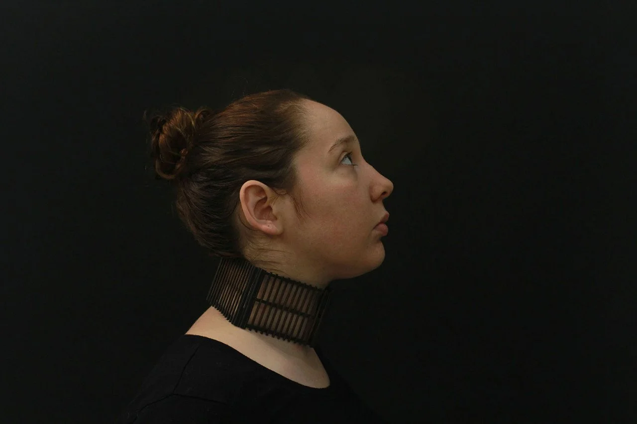   Border Choker,  Alejandra Salinas Perez, 2017; copper, brass; 38 cm. x 10.16 cm. x 5 cm. 