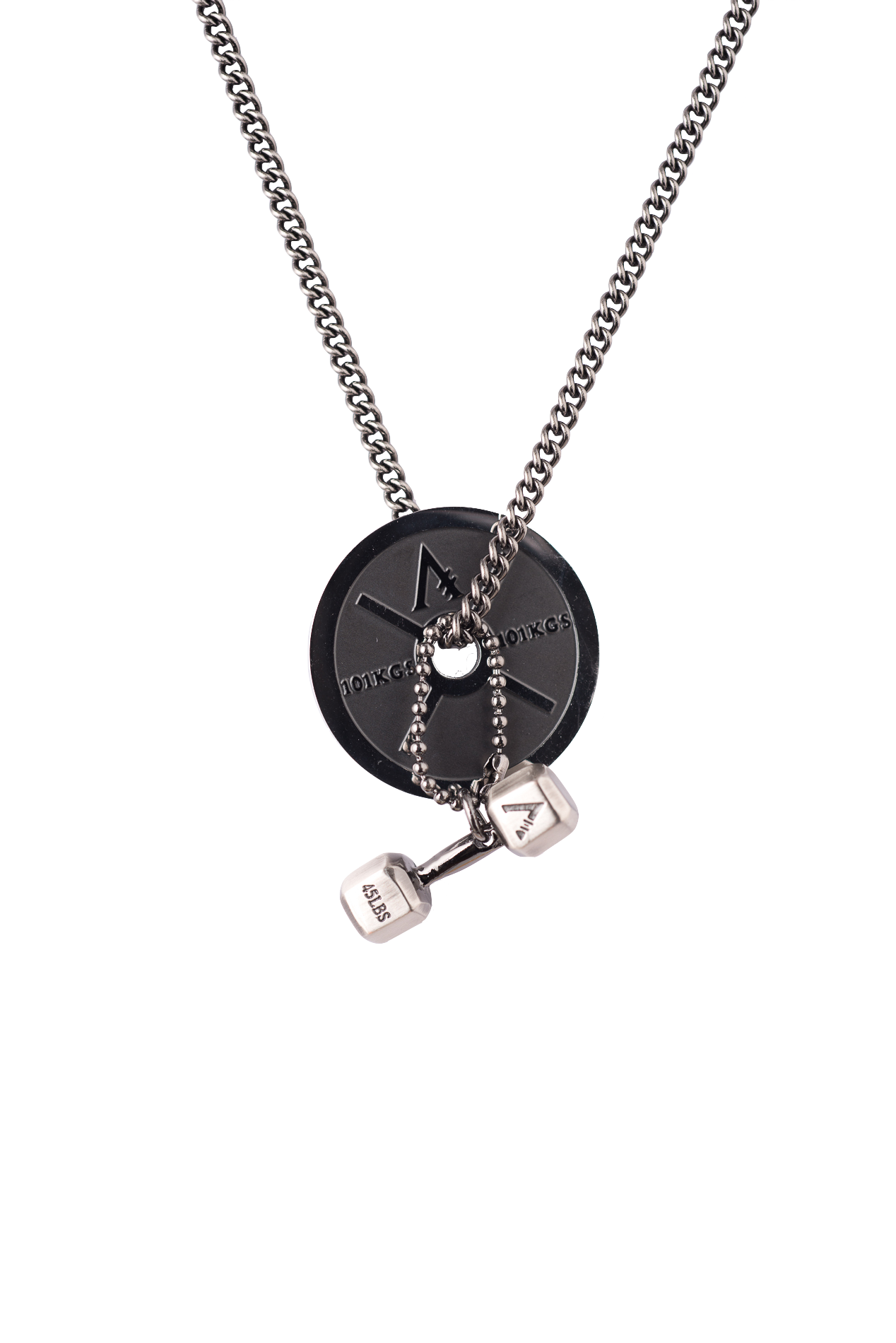 Combo pendentifs disque &amp; haltère Noir avec chaîne- Invictus Armis