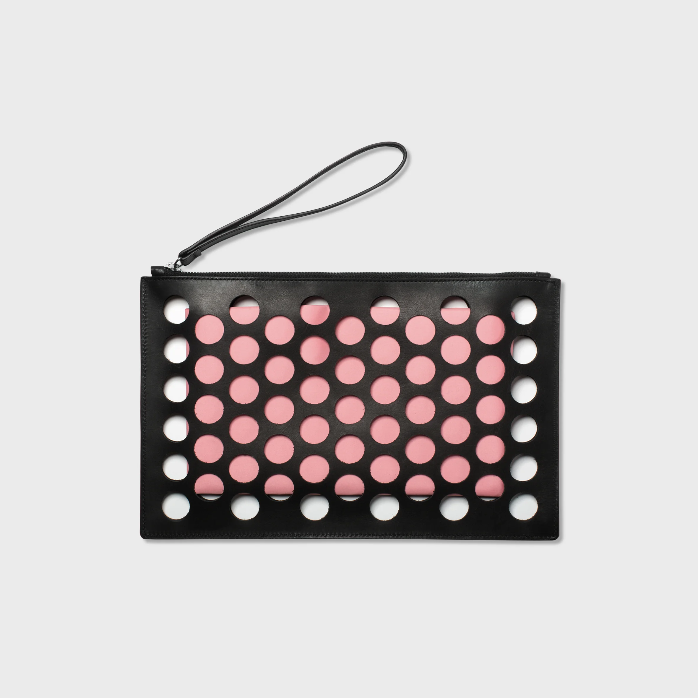 Dot Mesh Pink Clutch