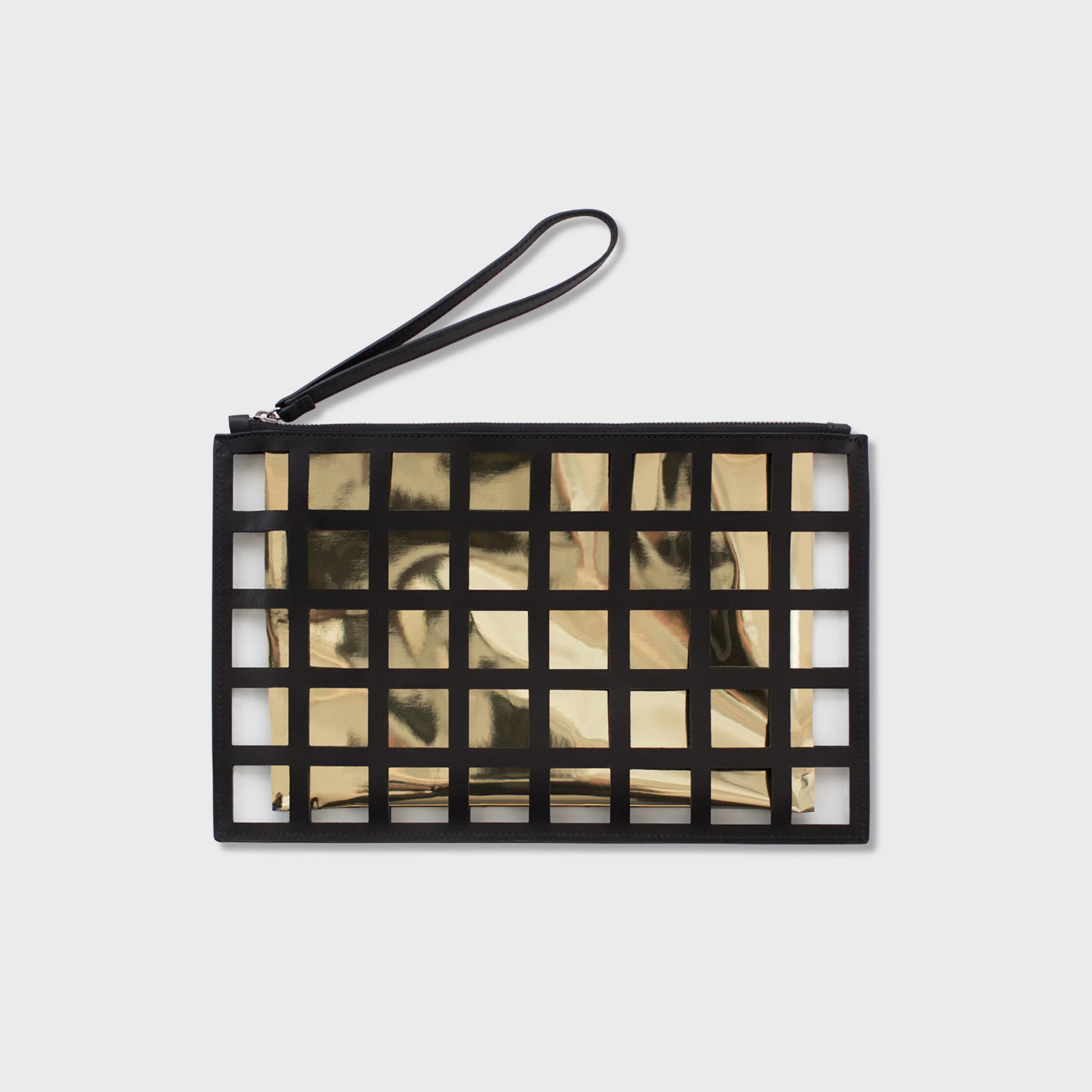 Square Mesh Gold Clutch