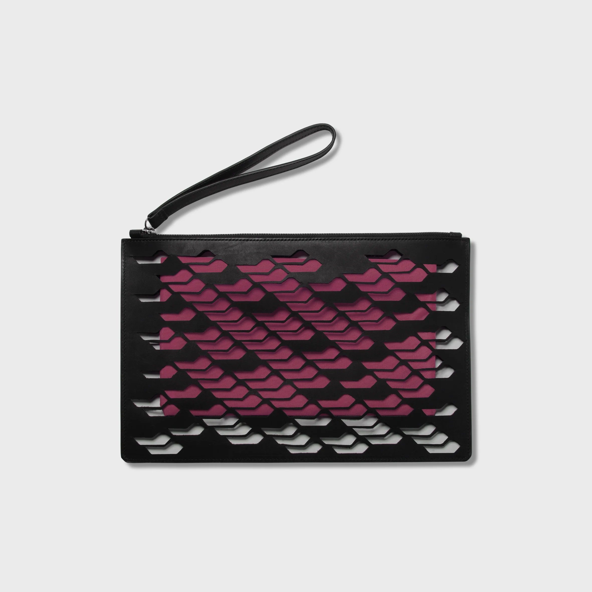 Metric Mesh Burgundy Clutch
