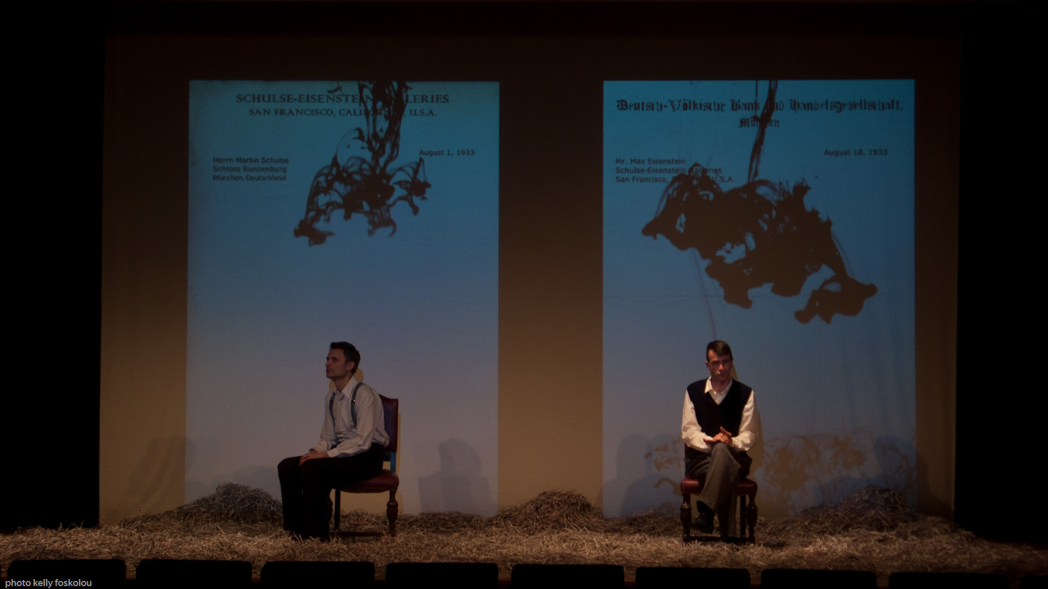   Address Unknown   [Παραλήπτης Άγνωστος]   KET Theatre , Athens 2014-16 &amp; Greek national tour 2017-present Written by Kathrine Kressmann Taylor Directed &amp; translated by Nadia Foskolou Scenic &amp; video design:  Mikaela Liakata  Costume desi