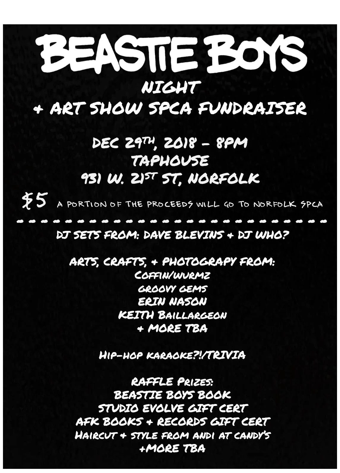 Beastie Boys Night & Art Show SPCA Fundraiser