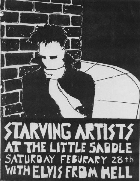 Flyer by Ralph Gerth for gig at Little Saddle, aka The Corner, Norfolk, VA