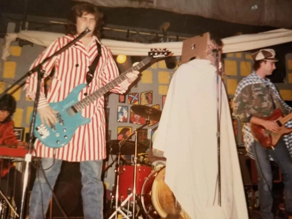 Patio Boys at The Corner 1987. L-R: Kim Berdick Rubin, Chris Hite, John Murray and Scott Carlisle.