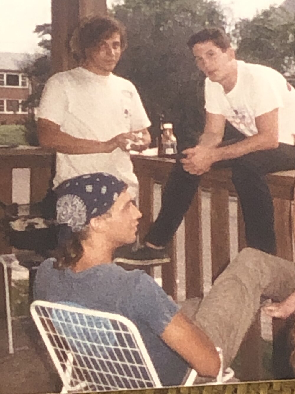 BBQ at our apartment on Matoaka St., Eric Hitchcock and Ken Savage, 1988